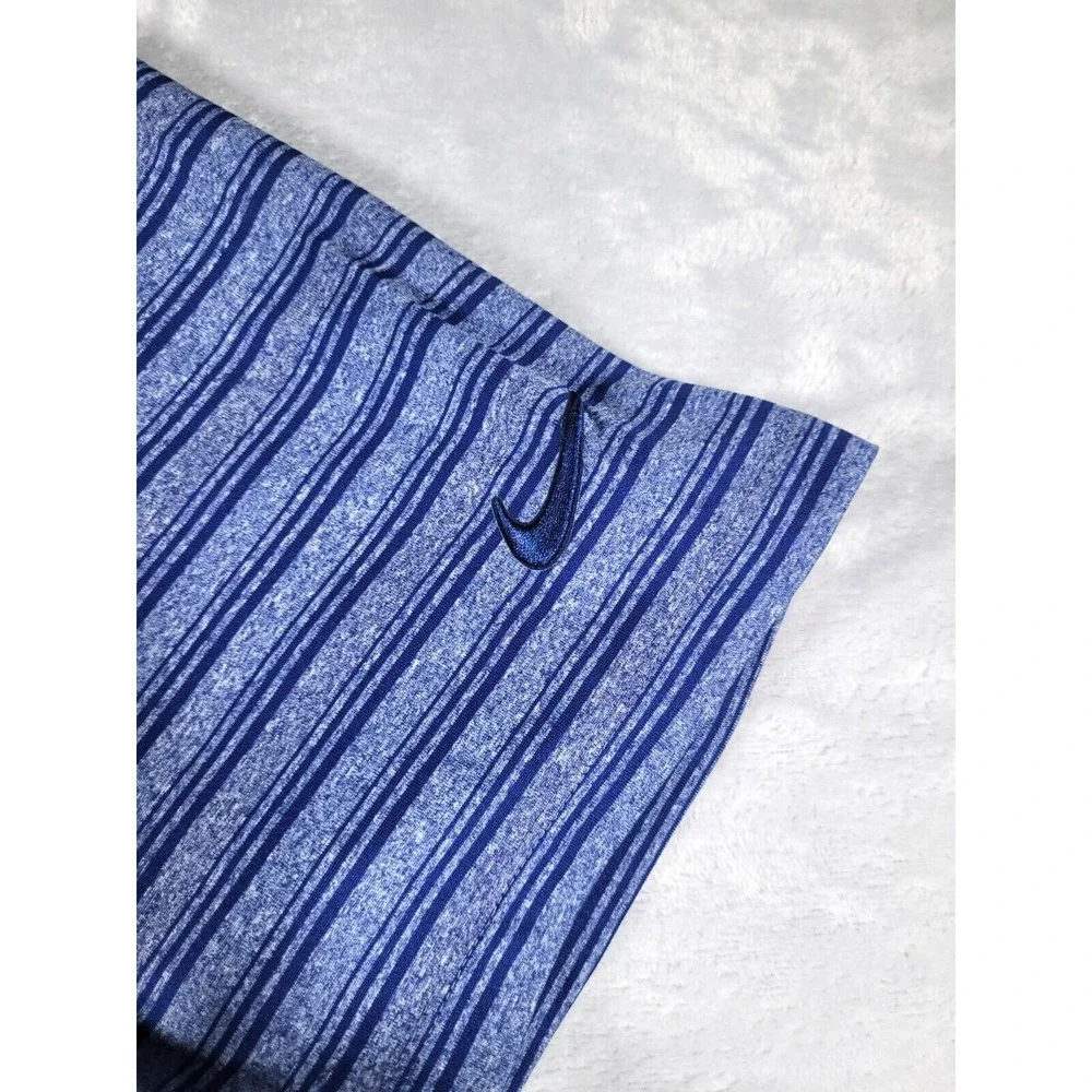 Nike Shirt Mens XL Polo Blue Striped‎ Dri-Fit Stretch Golf Short Sleeve Swoosh